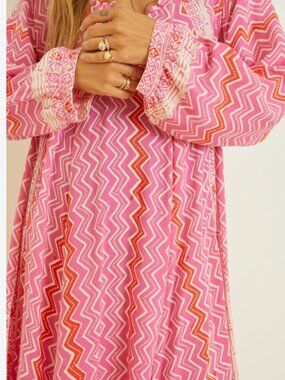 Natalie Martin Red Chevron Long Sleeve Midi Dress